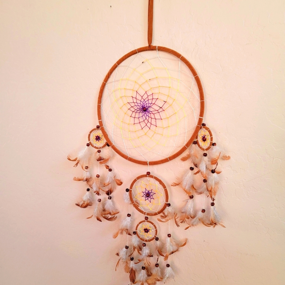 Dream Catcher 12" 3 tier with beautiful feathers and beads